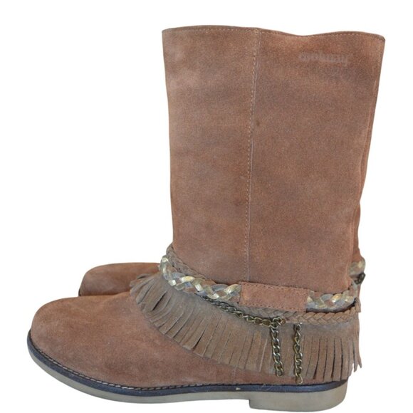 Coolway Brown Suede Boho Western Ankle Boots Women's size 39 8 US Fall Fringe - Picture 3 of 8